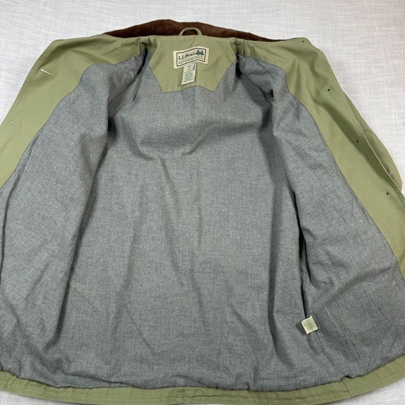 VTG LL Bean Women M Utility Field Barn Jacket Green Canvas Corduroy Chore Coat - Picture 7 of 16